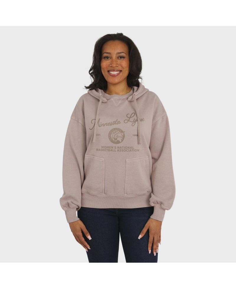 Women's Tan Minnesota Lynx Washed Pullover Crew Neck Hoodie
