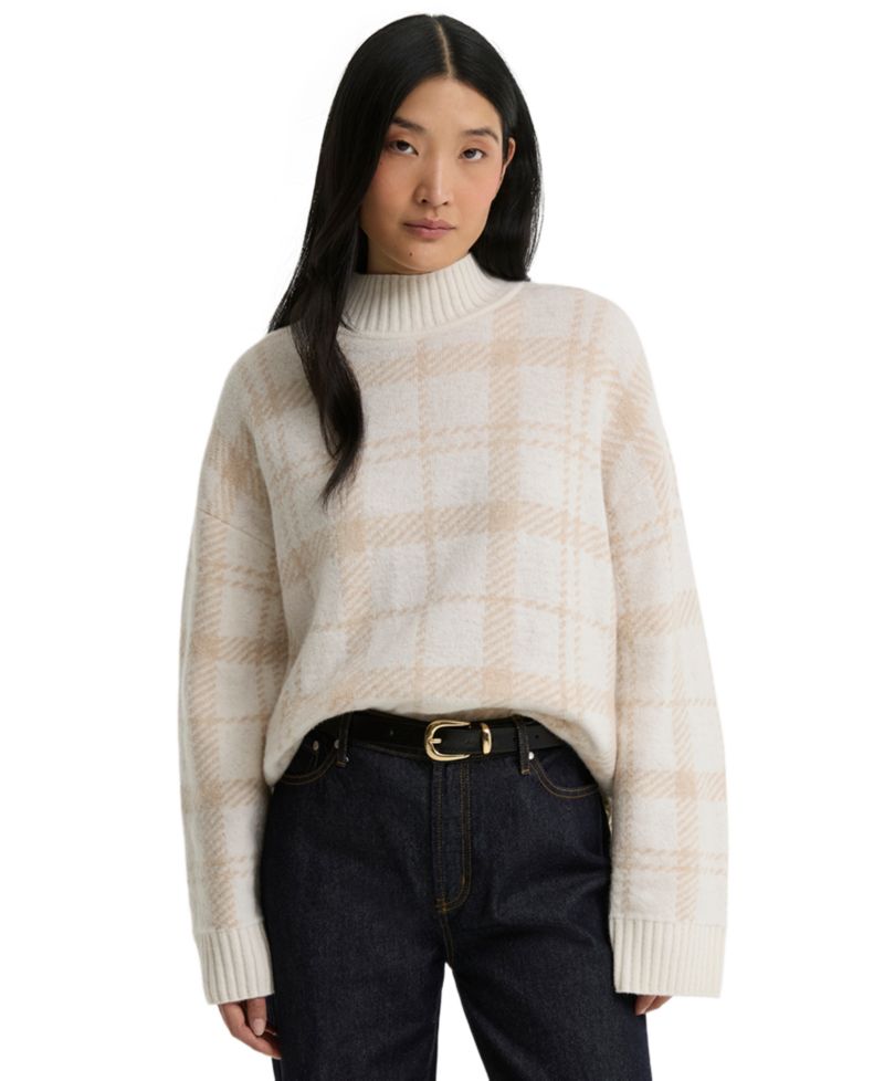 Women's Delilah Mock Neck Tartan Wool-Blend Sweater