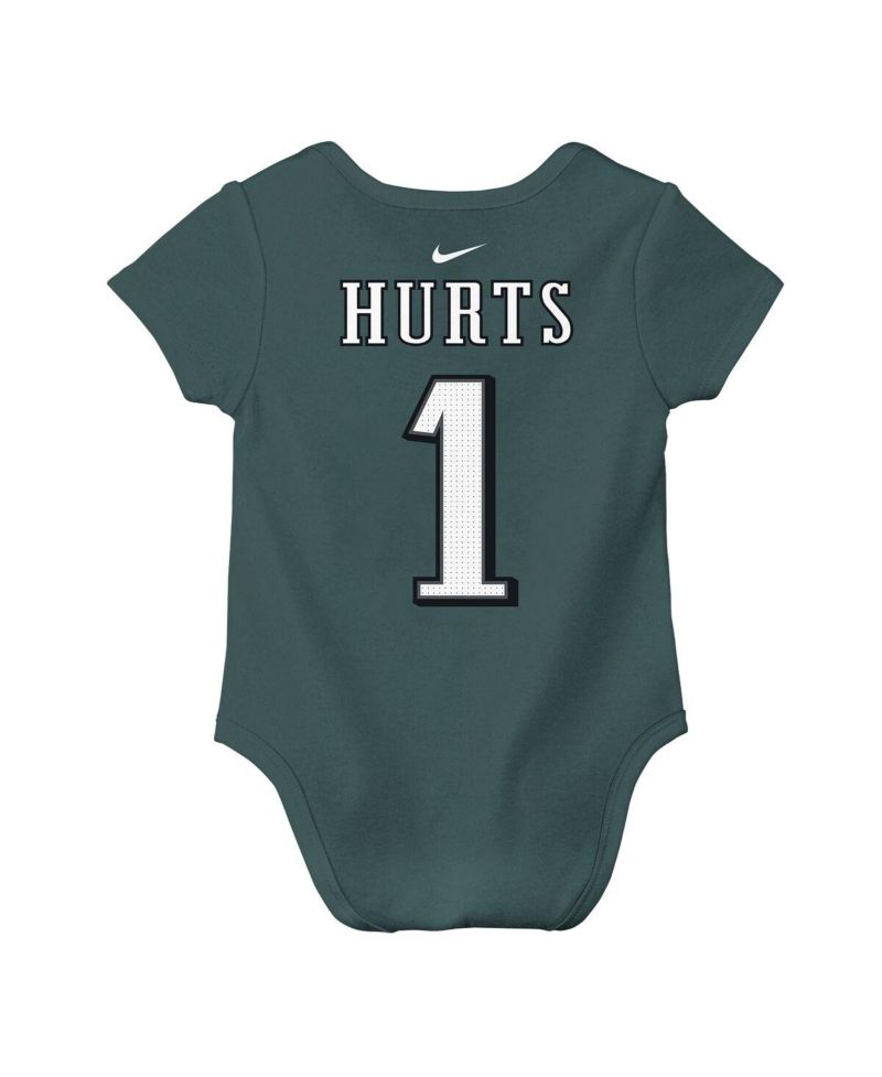 Baby Boys and Girls Midnight Green Jalen Hurts Philadelphia Eagles Player Name & Number Bodysuit