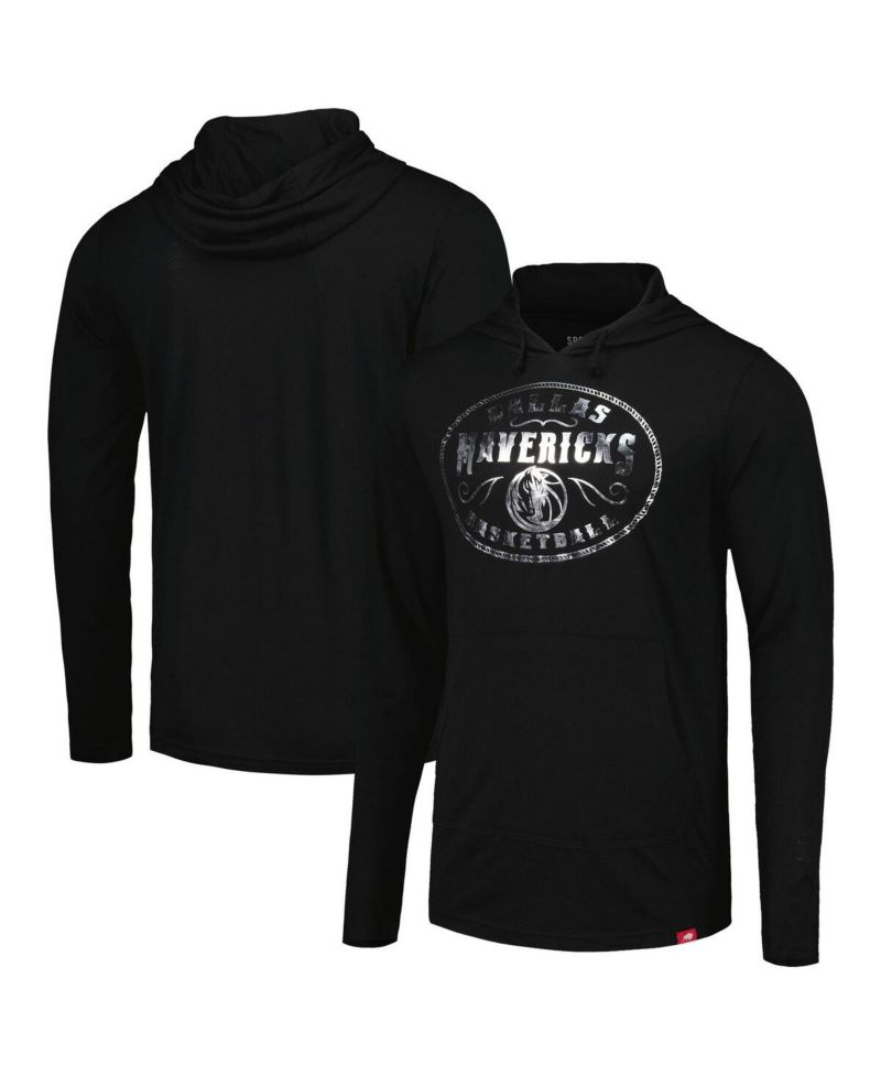 Men's and Women's Black Dallas Mavericks Rowan Tri-Blend Long Sleeve Hoodie T-shirt