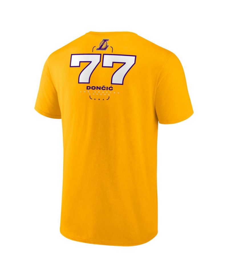 Men's Luka Doncic Gold Los Angeles Lakers Behind the Back Name & Number T-Shirt