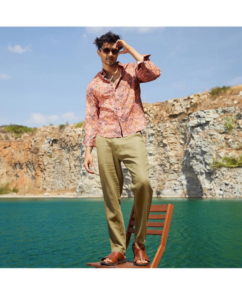 Men's Sienna Brown Animal Print Shirt