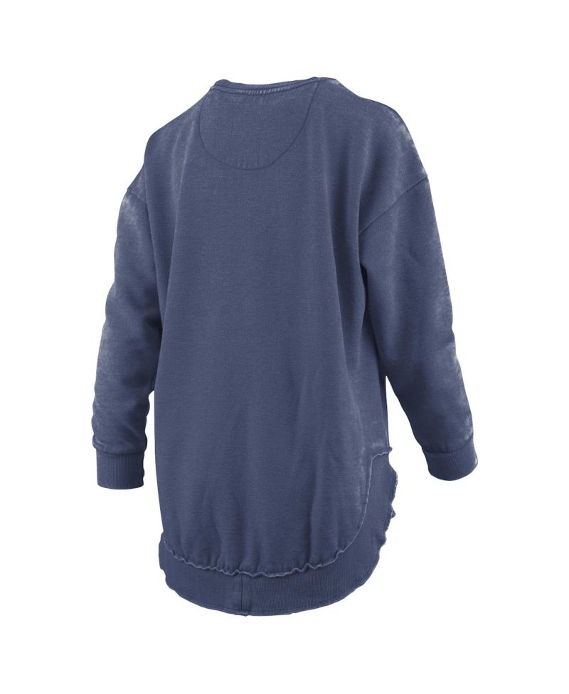 Women's Navy Syracuse Orange Melange Poncho Vintage Fleece Long Sleeve Pullover Sweatshirt
