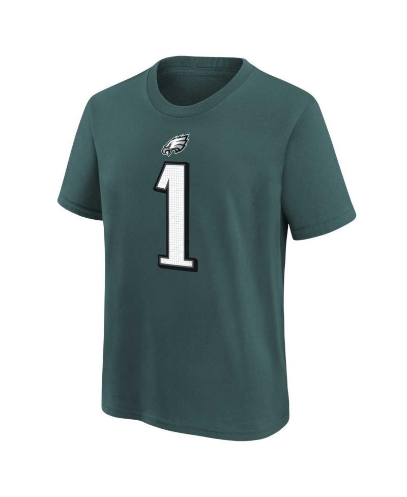 Big Boys and Girls Jalen Hurts Midnight Green Philadelphia Eagles Player Name & Number T-Shirt
