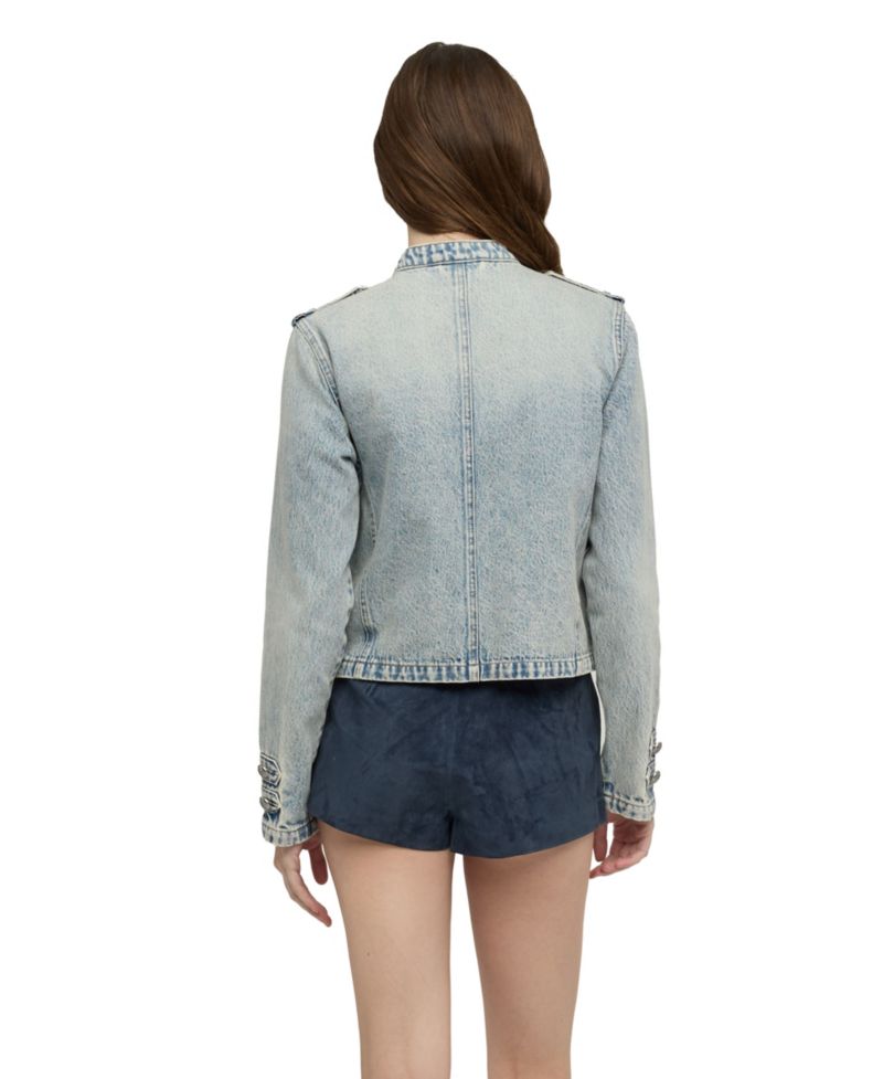 Women's On Duty Cropped Military-Inspired Denim Jacket