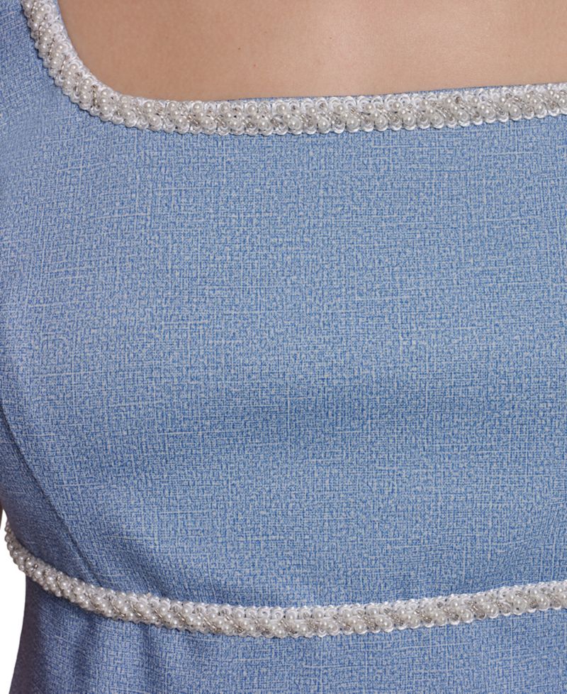 Women's Sleeveless Square Neck Melange Stretch Dress
