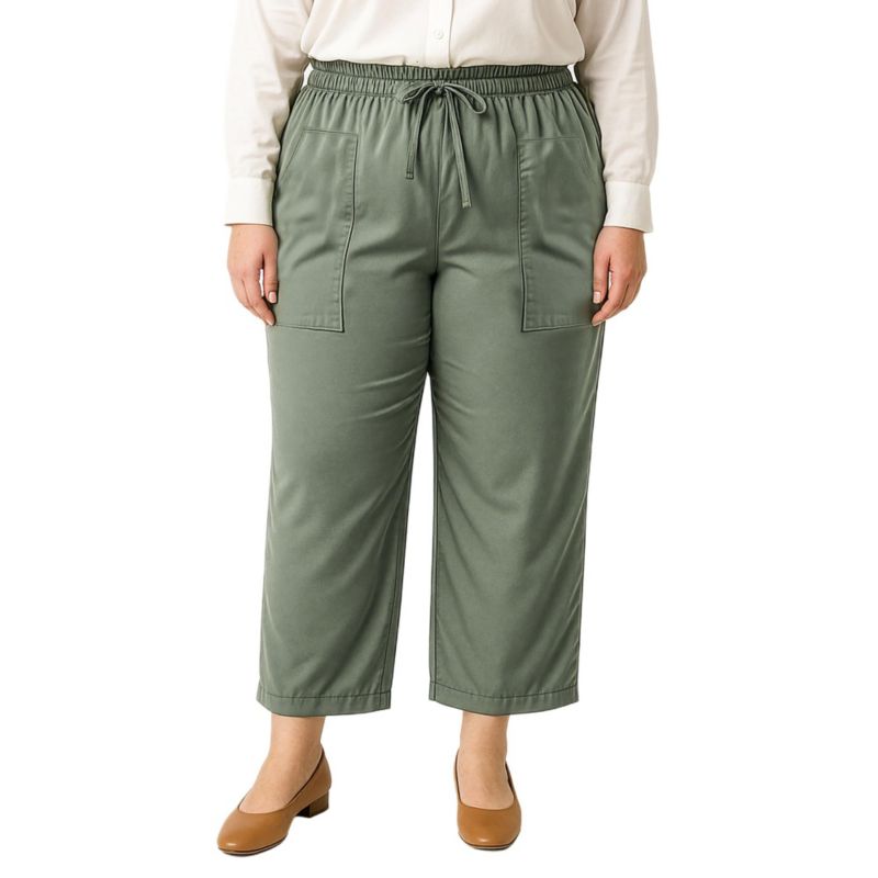 Plus Size High Waist Wide Leg Pull-On Pants
