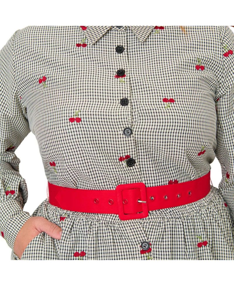 Plus Size Long Sleeve Belted Shirt Dress