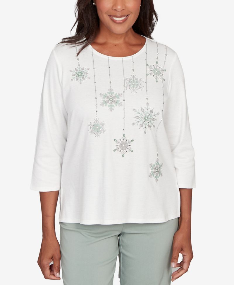 Stockbridge Snowflake Mother of Pearl Studded Shimmer Top