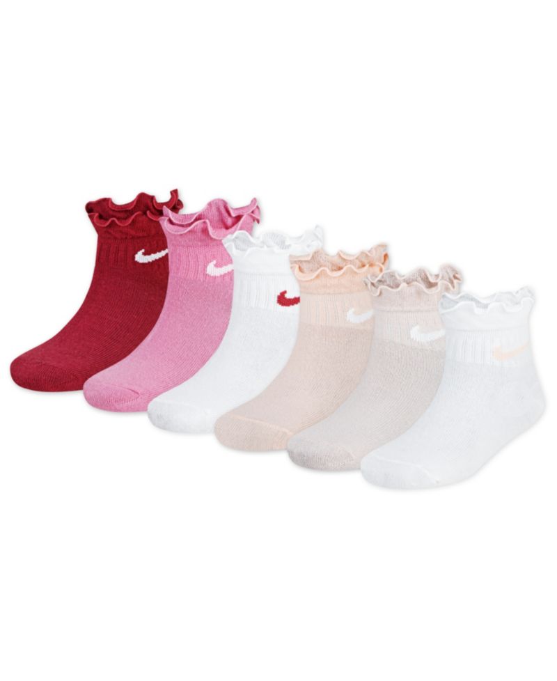 Girls' 4-7 Ruffle Detail Ankle Socks, 6-Pack