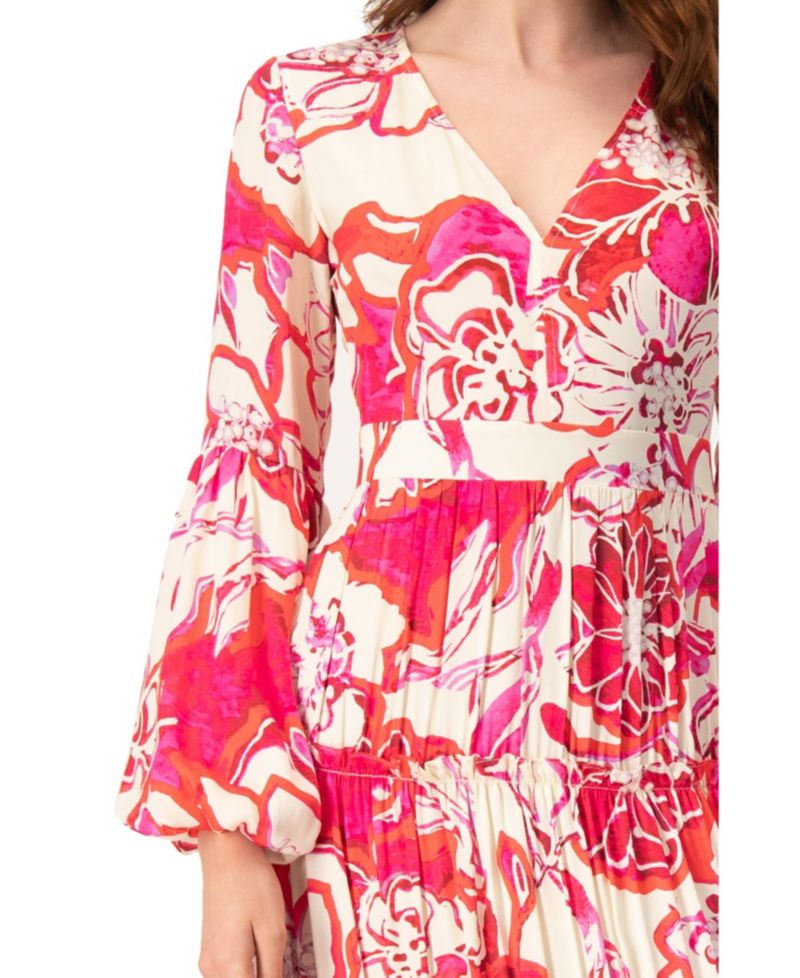 Women's Puff Sleeve Floral Maxi Dress