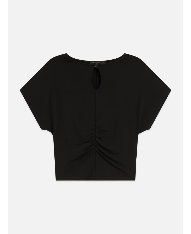 Women's Ruched Boat-Neck T-Shirt