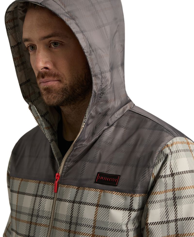 Men's Zipper-Front Plaid Print Jacket