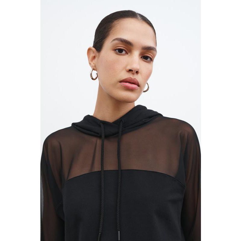 Women's Park Sheer Mesh-Sleeve Lightweight Relaxed Hoodie