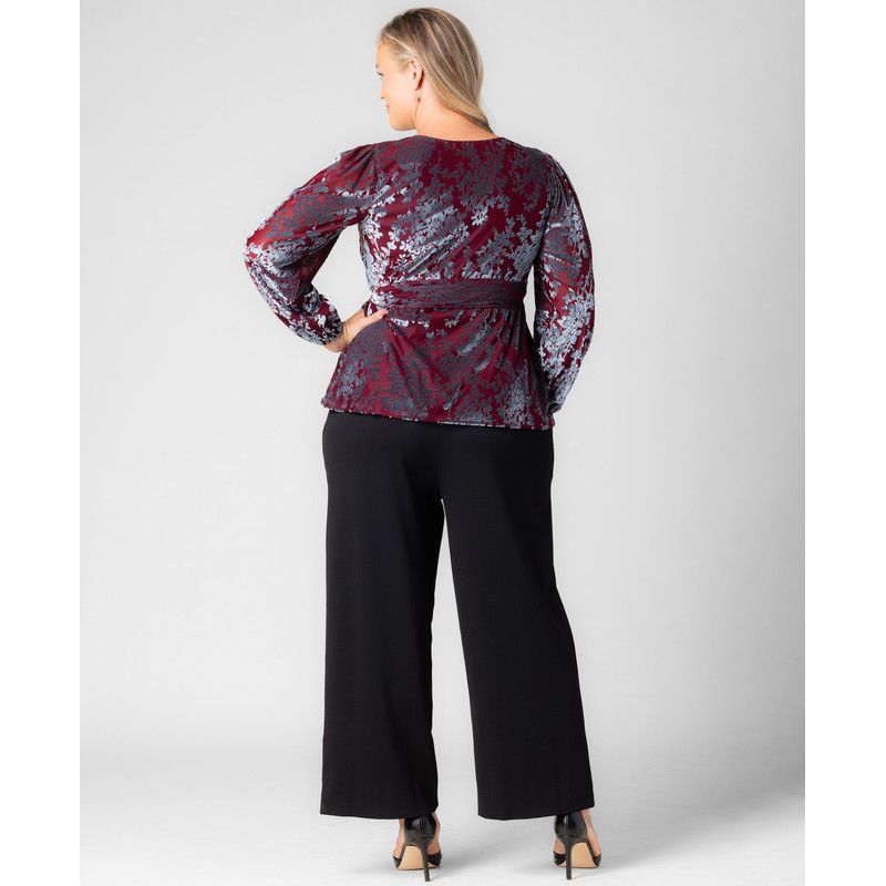 Plus Size Loretta Long-Sleeve Floral Peplum Wrap Top
