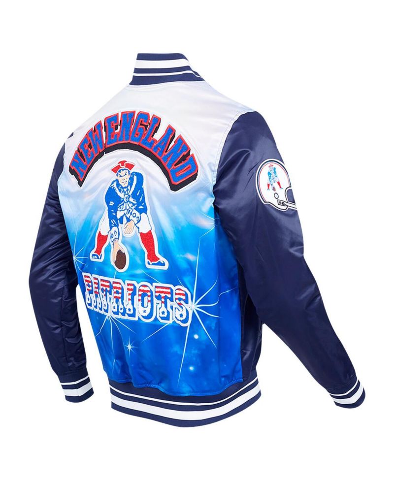 Men's Navy New England Patriots Sublimated Satin Full-Snap Jacket