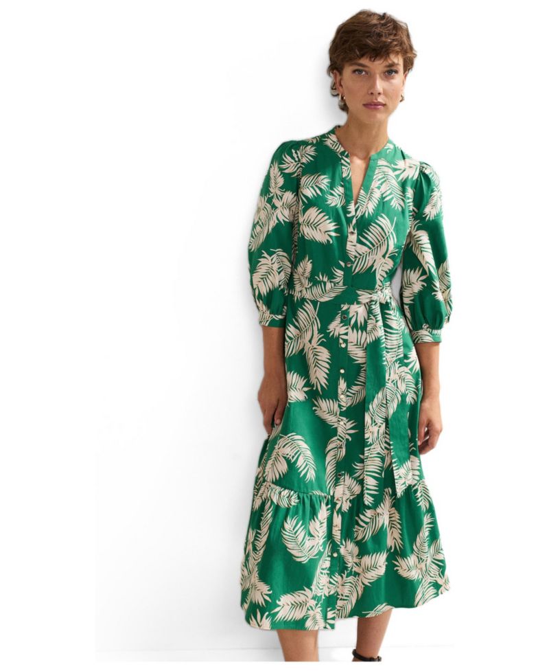 Women's Louisa Mandarin Collar Midi Shirt Dress