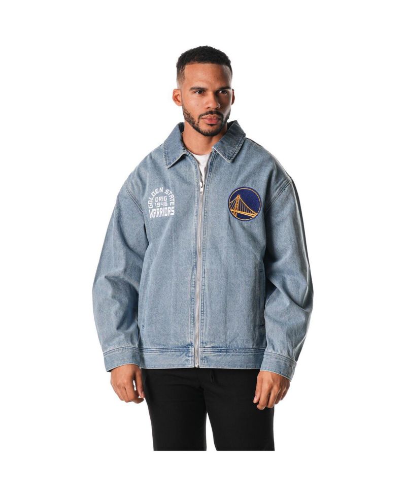 Men's and Women's Blue Golden State Warriors Coaches Full-Zip Denim Jacket
