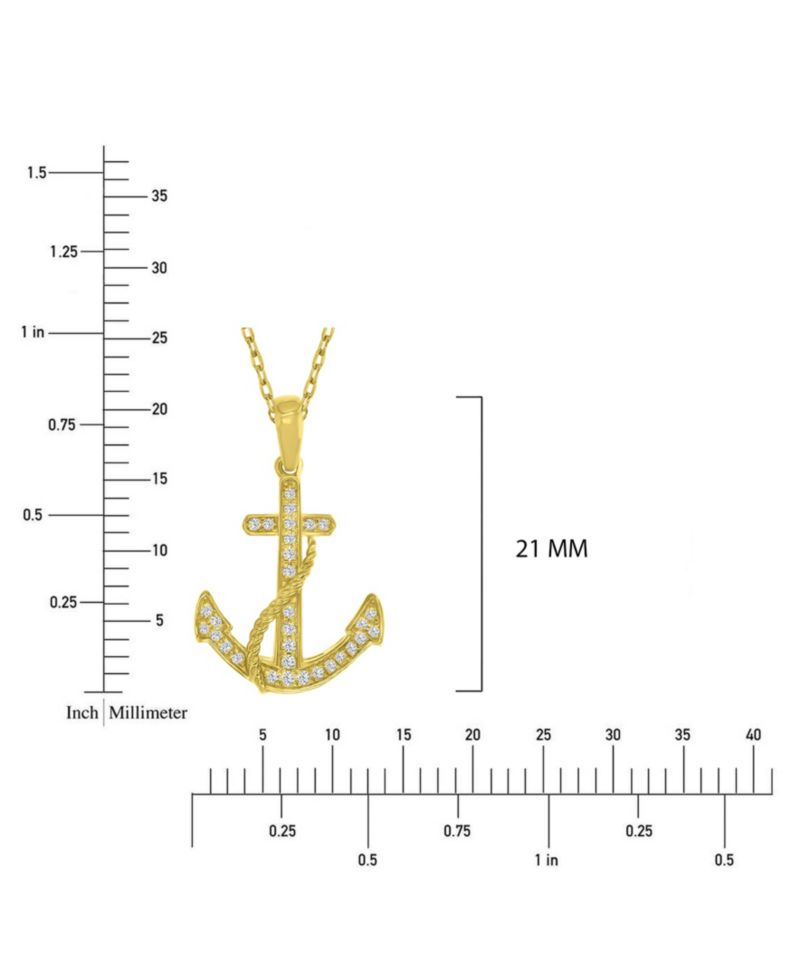 Diamond (0.098 ct. t.w.) Anchor Necklace in 10k Yellow Gold