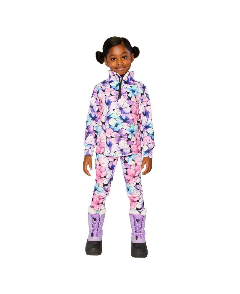 Little Girls 6-14 Two Piece Thermal Underwear Floral Print