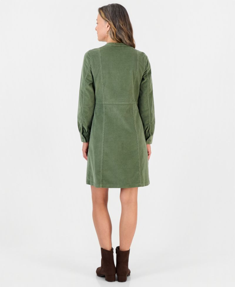 Petite Long-Sleeve Corduroy Dress