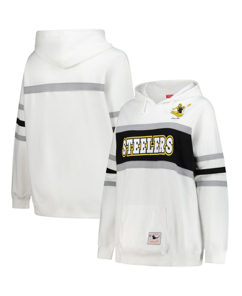 Women's White Pittsburgh Steelers Plus Size Head Coach Throwback Pullover Hoodie