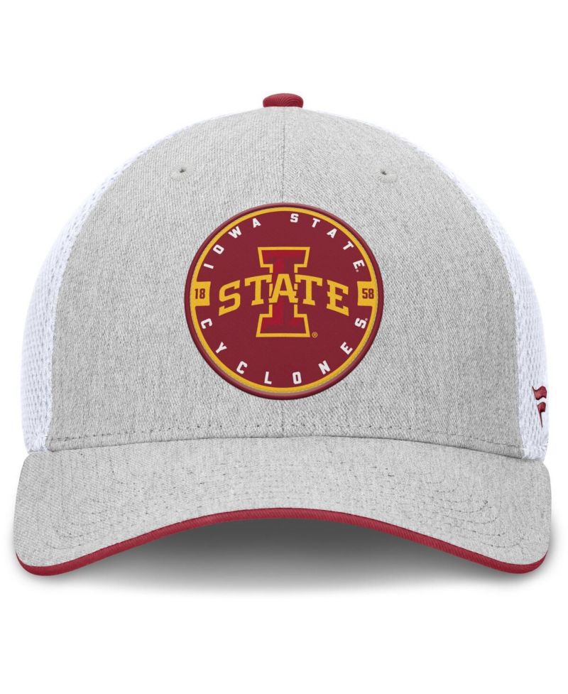 Men's Heather Gray/White Iowa State Cyclones Trigger Flex Hat