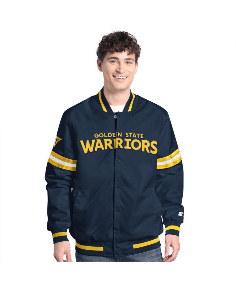 Men's Navy Golden State Warriors Scout Full-Snap Varsity Jacket