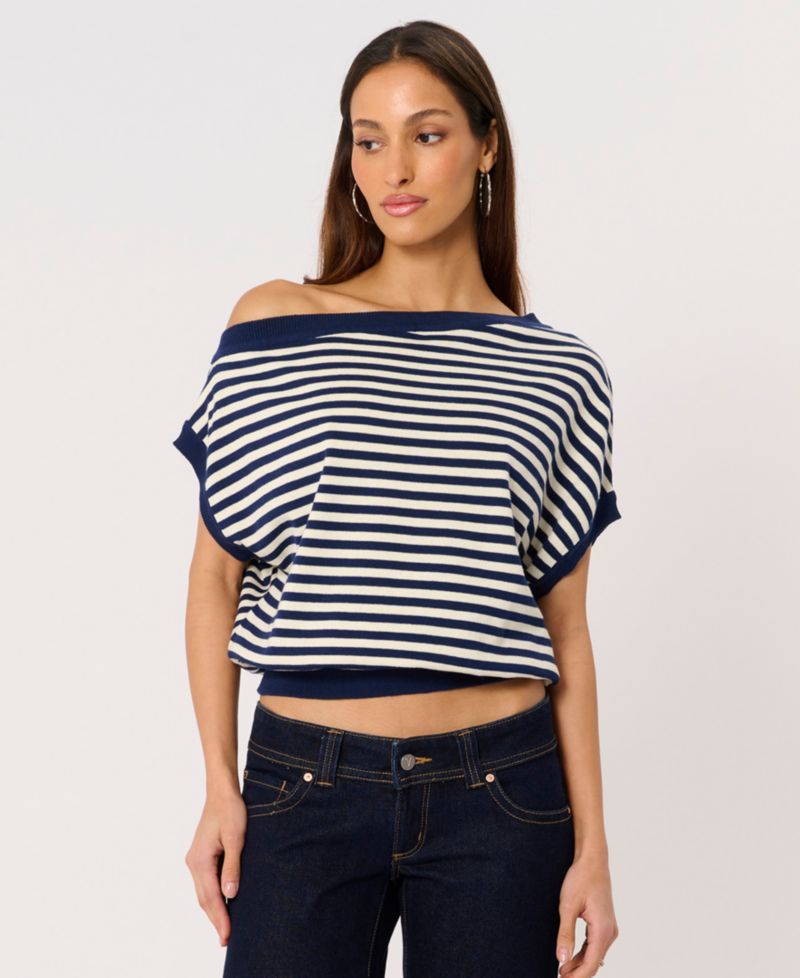 Women's Boat Neck Cold Shoulder Top