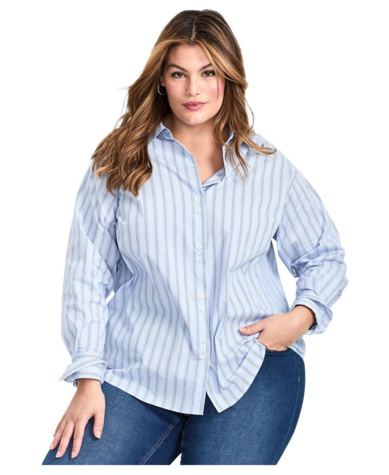Women's Plus Size Classic Stripe Boyfriend Shirt