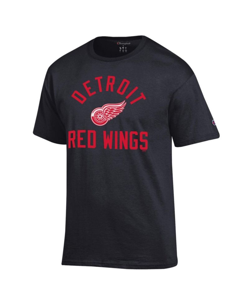 Men's Black Detroit Red Wings Primary Logo Jersey T-Shirt