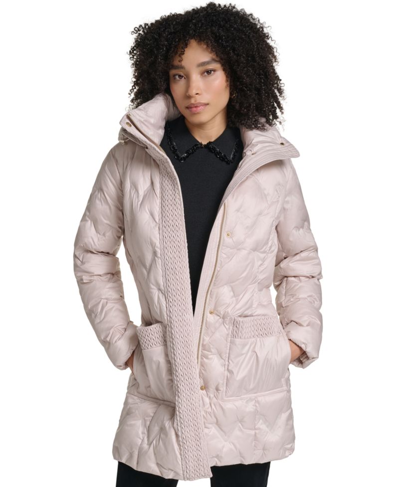 Women's Hooded Quilted Belted Puffer Coat