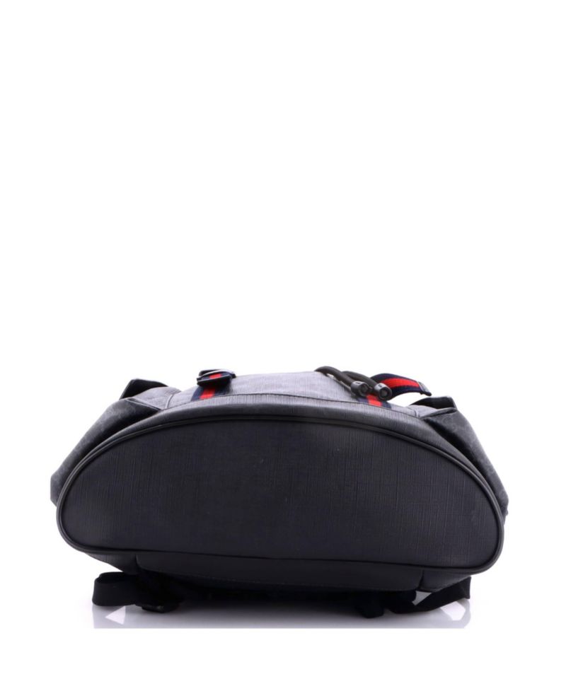 Large Double Pocket Buckle Backpack GG Coated Canvas