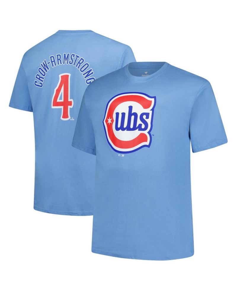 Men's Pete Crow-Armstrong Light Blue Chicago Cubs Big & Tall Name & Number T-Shirt