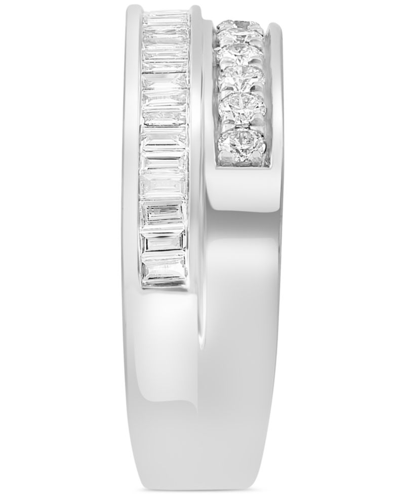 EFFY® Diamond Baguette & Round Double Row Ring (1/2 ct. t.w.) in 14k White Gold