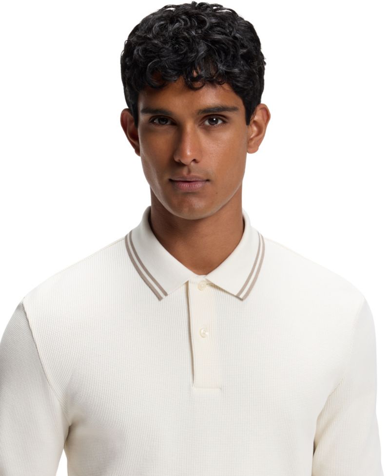 Men's H-Pittman 10 Waffle-Knit Long-Sleeve Polo Shirt