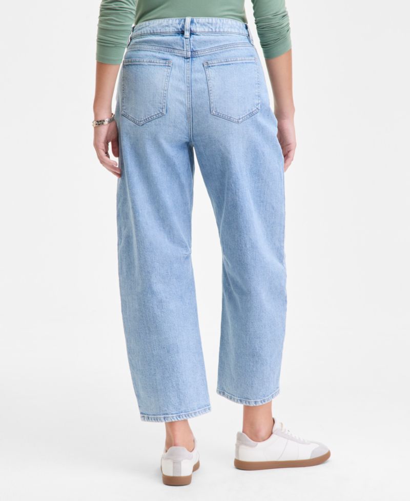 Women's Cropped High-Rise Barrel-Leg Jeans