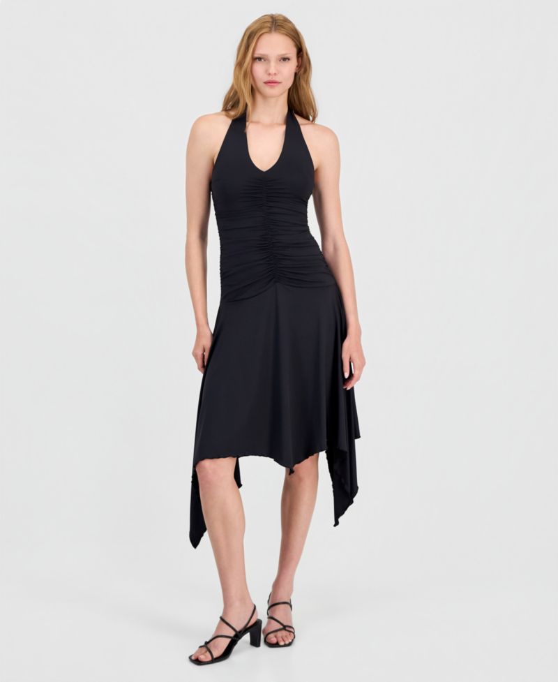 Women's Ruched Halter-Neck Dress