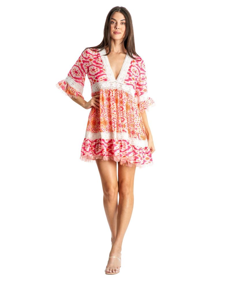 Women's s Lace Trim Mini Shift Dress