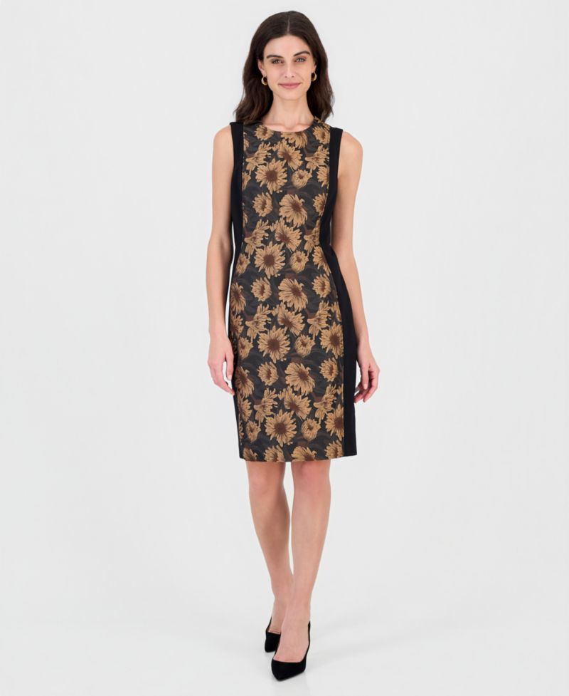 Women's Sleeveless Jacquard Sheath Dress