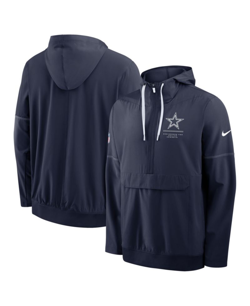 Men's Navy Dallas Cowboys Sideline Anorak Half-Zip Hoodie