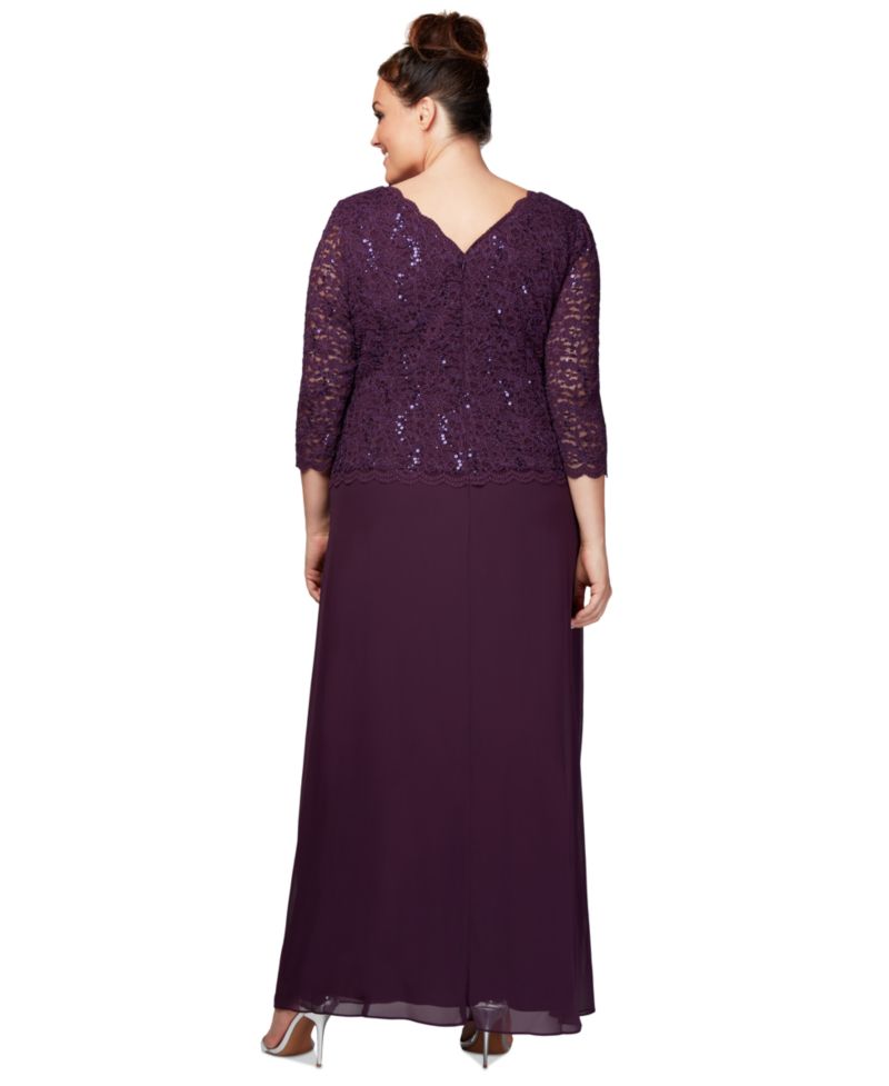 Women's Sequin Embellished Lace Top Gown