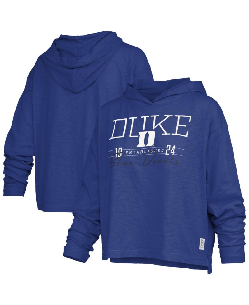 Women's Royal Duke Blue Devils Castillo Slub Waist Length Long Sleeve Hooded T-Shirt