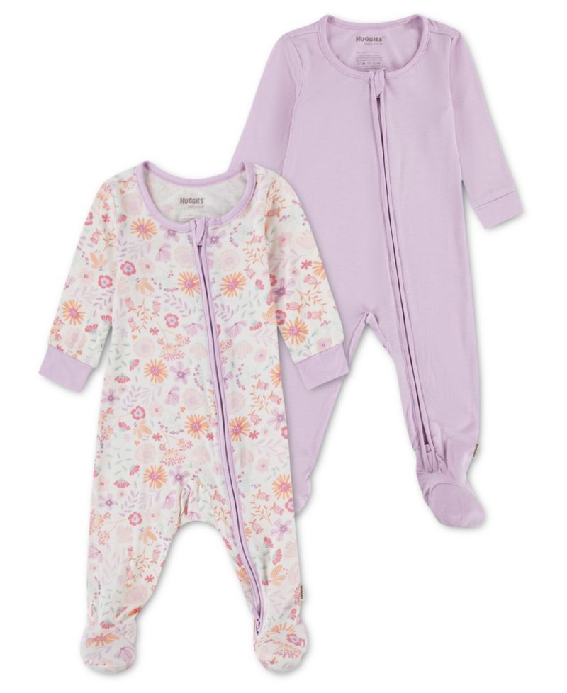 Baby Girls' Viscose Long-Sleeve Coverall, 2-Pack