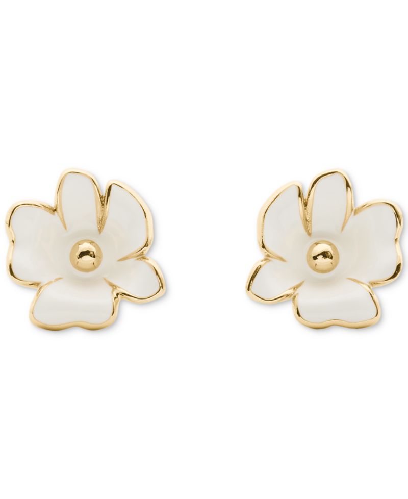 Cubic Zirconia Golden Bloom Flower Stud Earrings