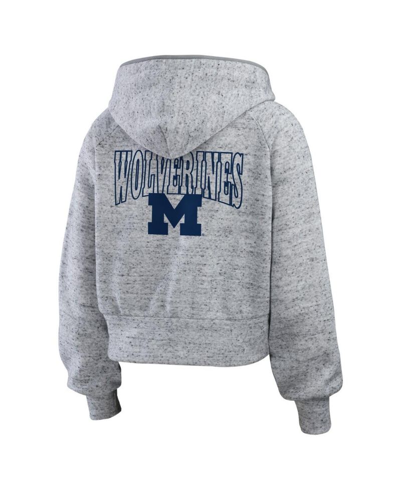 Women's Heather Gray Michigan Wolverines Wear Speckle Double-Hit Raglan Full-Zip Hoodie