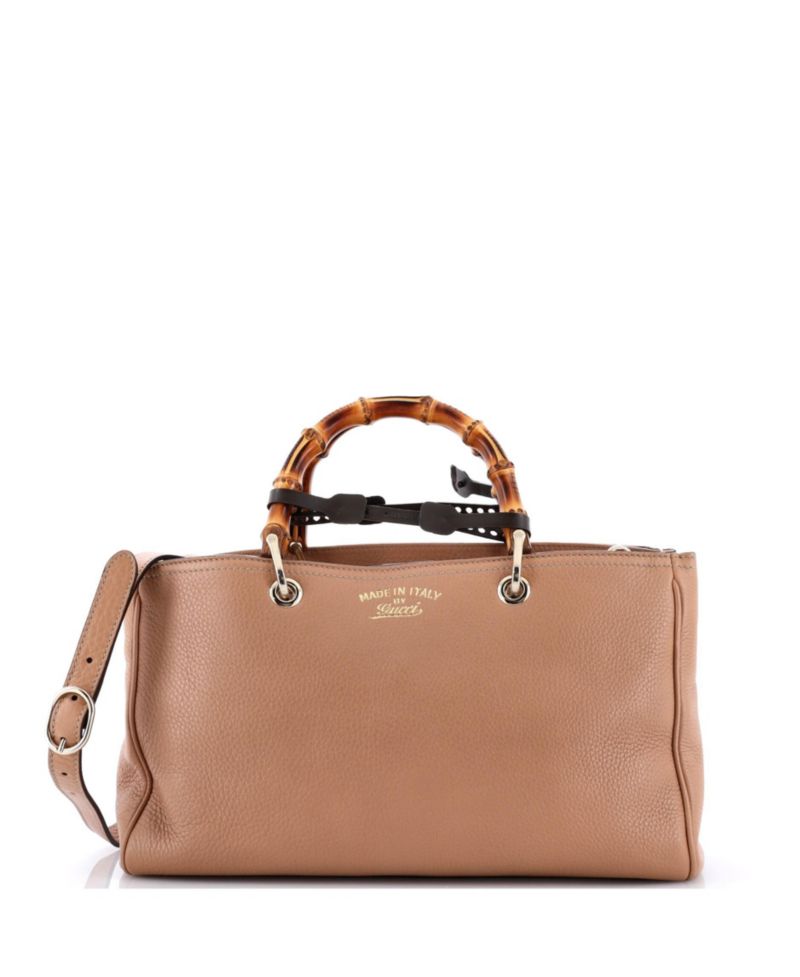 Medium Bamboo Shopper Tote Leather