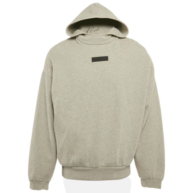 Men's Pre-Owned Essentials Fear Of God Grey Logo Patch Cotton Hoodie