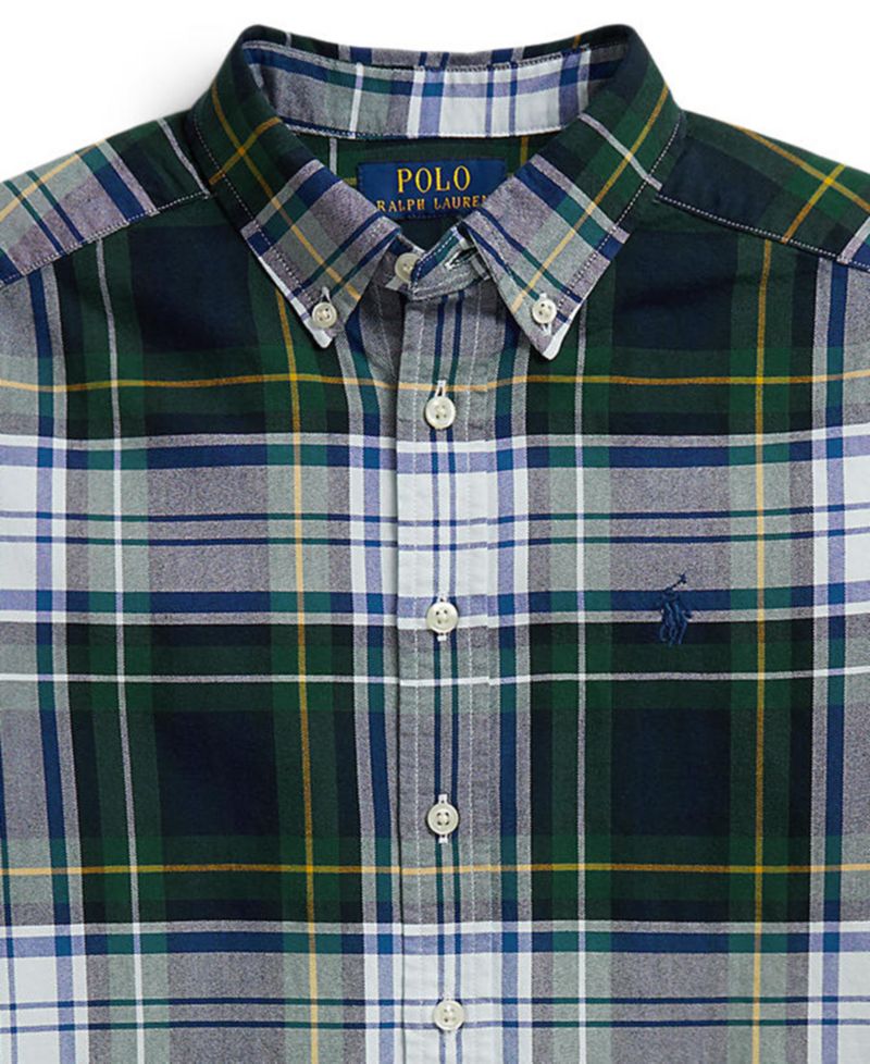 Boys' 8-20 Plaid Cotton Oxford Shirt