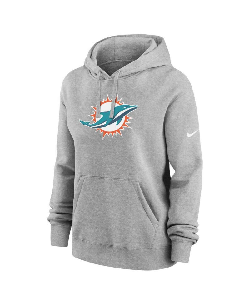 Women's Heather Gray Miami Dolphins Club Fleece Pullover Hoodie
